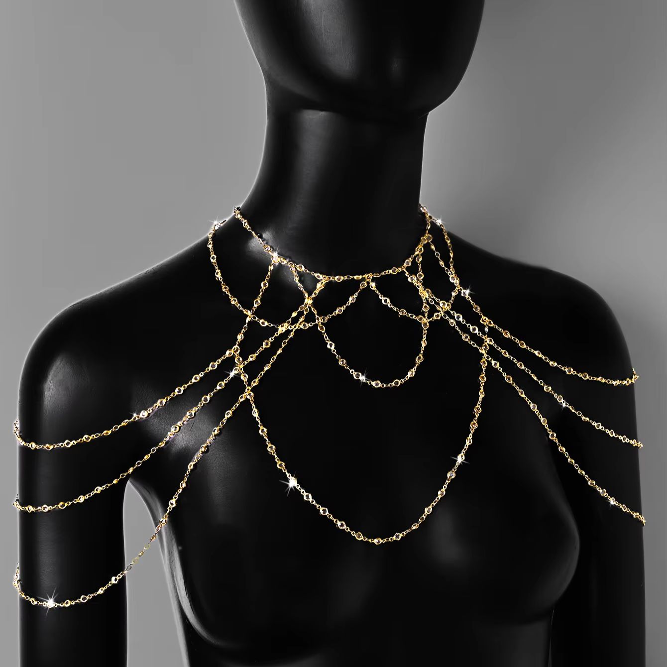 Corrente de Corpo Banhada a Ou - Body Jewelry Rhinestone avaliação e preço