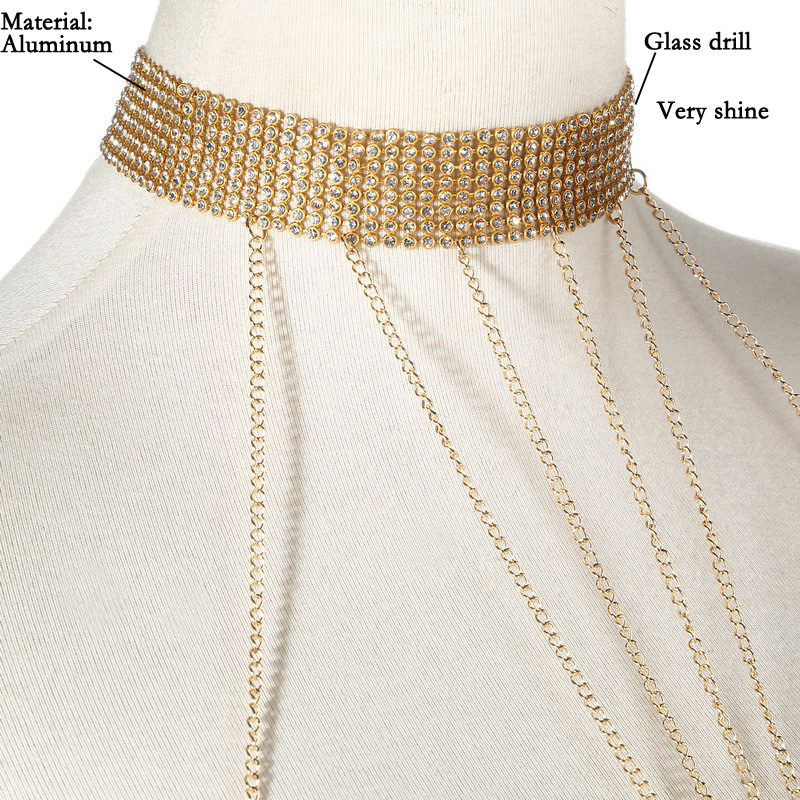 Corrente de corpo cor dourada  - Body Jewelry Rhinestone avaliação e preço